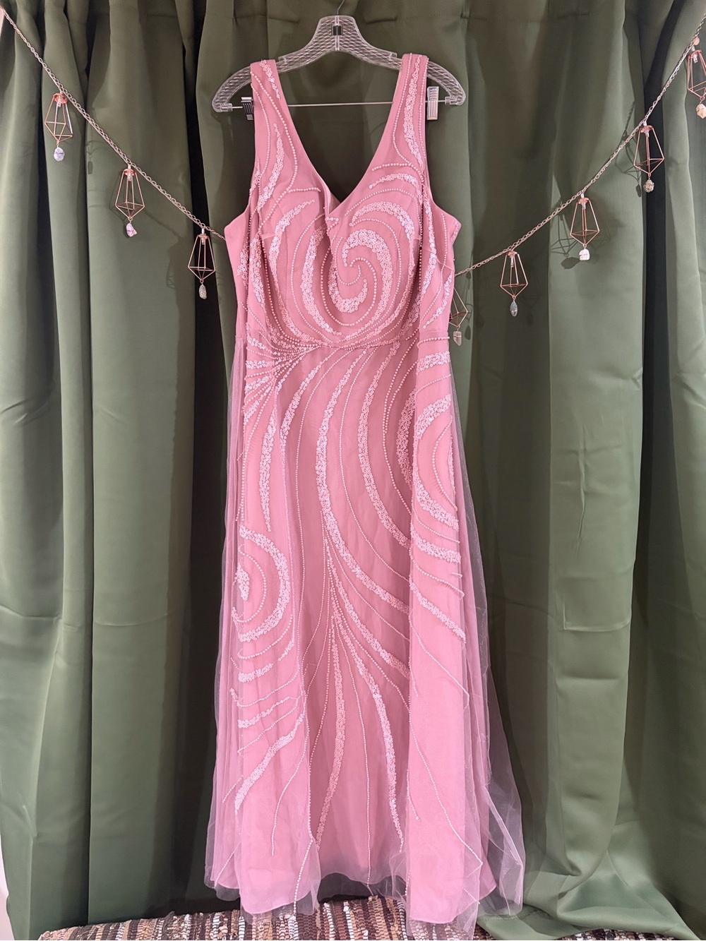 Source Unknown Dusty Pink Beaded Maxi Dress